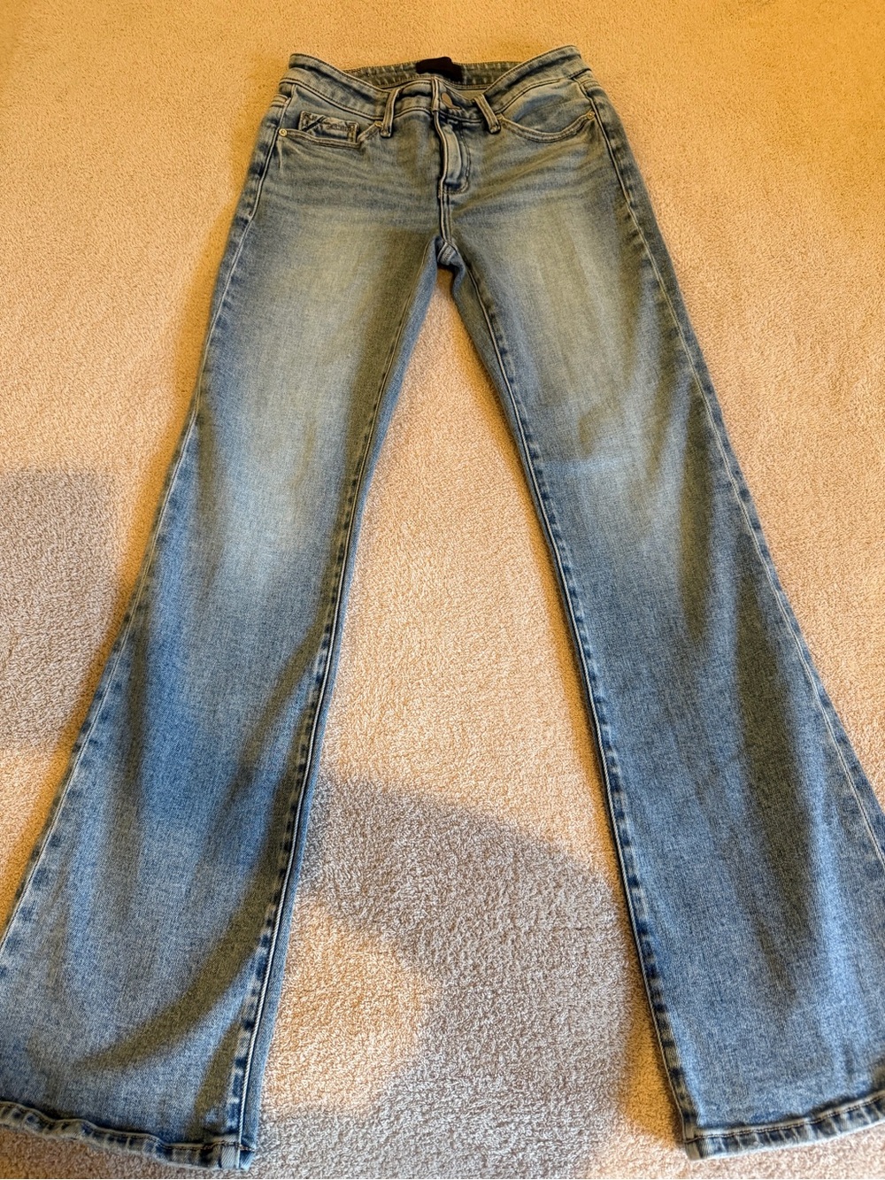 Buckle Light Blue Flare Jeans - Wide Leg